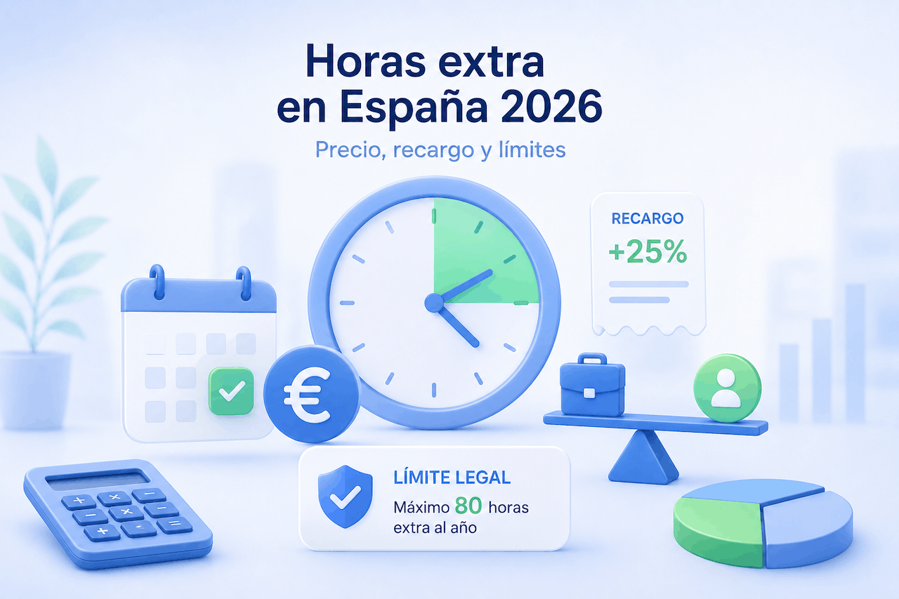 Cómo calcular las horas extra en España 2026: precio, recargo y límites