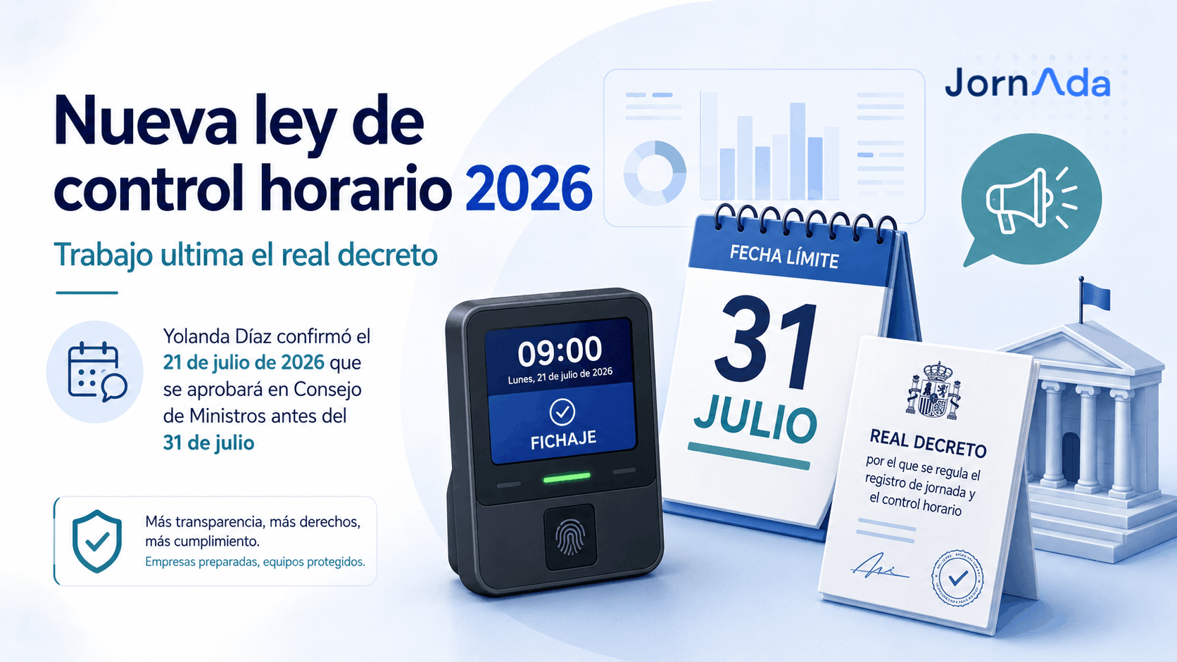 Nueva ley de control horario 2026: fichaje digital obligatorio antes del 31 de julio